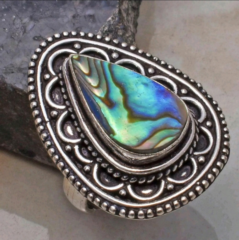 New Abalone Shell 925 Silver Ring.